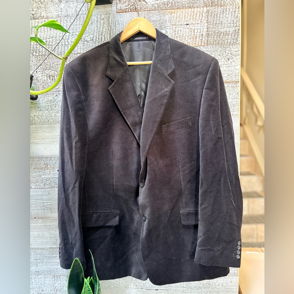 Perry Ellis Portfolio | "Gunter" Velveteen Traveler Blazer - Men's 54L, Gray